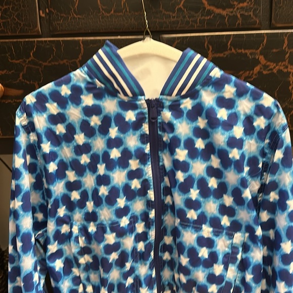 FREE PEOPLE MOVEMENT Top Seed Printed Tennis Activewear Jacket Blue Combo - Picture 8 of 16